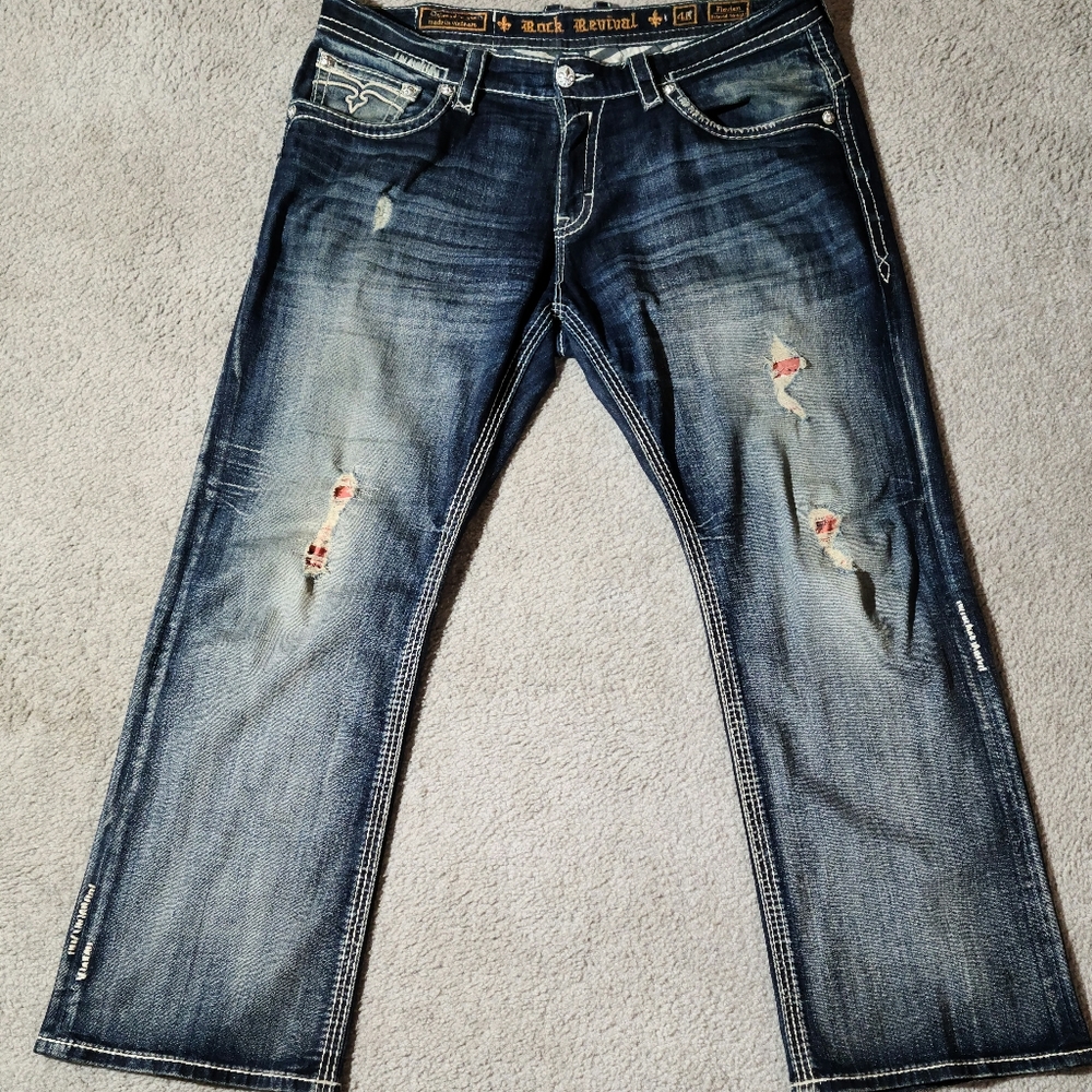 Rock Revival Flavian Relaxed Straight Jean 40-Waist 34-Inseam
